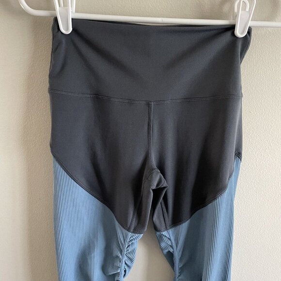 Zyia Active Women 2 Two Tone High Rise Ruched Storm Parallel Luxe Legging - Picture 4 of 9